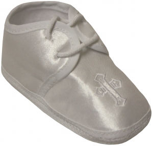 BABY BOYS SATIN SHOES W/ CROSS